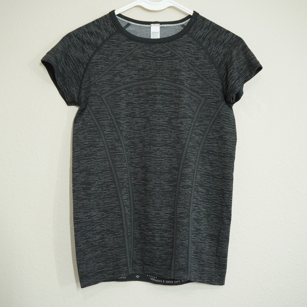 Ivivva by Lululemon Girls 14 Fly Tech Short Sleeve Athletic Top Black Space Dye